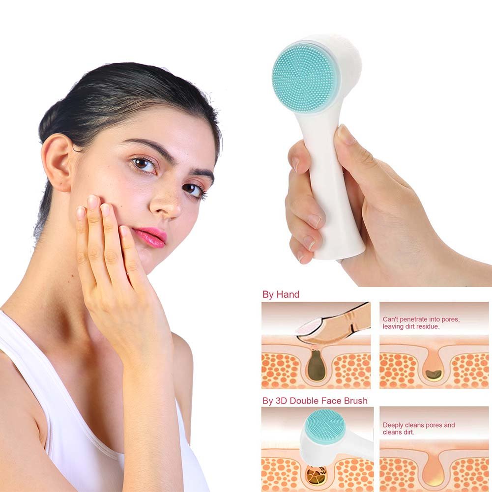 Sonew Blue: Facial Cleansing Brush, Double Sided Clean & Exfoliating & Massage Soft Bristles, Silicon Face Pore Cleanse, Blackhead, Acne Dry Or Wet Multi-Purpose(Blue)