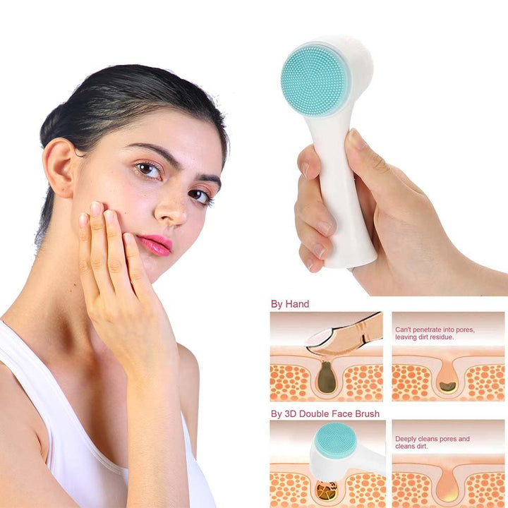 Sonew Blue: Facial Cleansing Brush, Double Sided Clean & Exfoliating & Massage Soft Bristles, Silicon Face Pore Cleanse, Blackhead, Acne Dry Or Wet Multi-Purpose(Blue)
