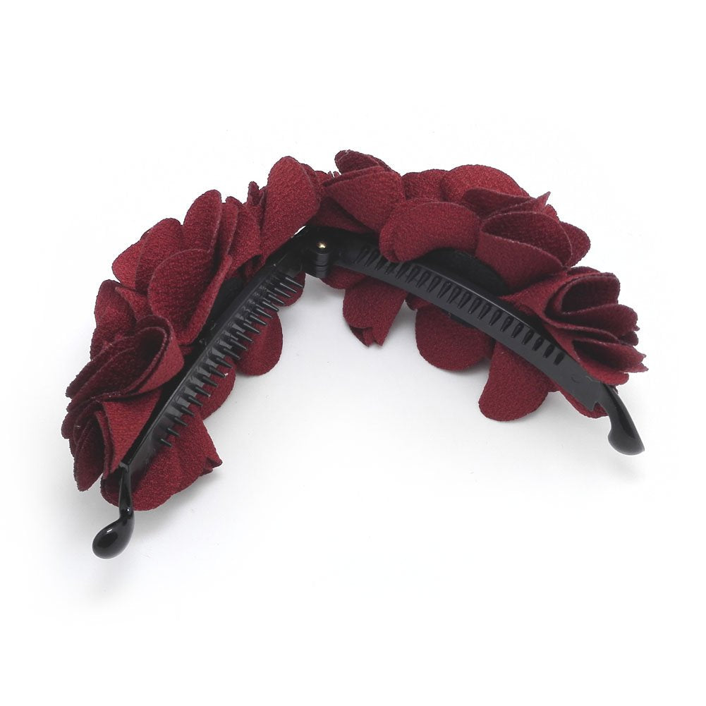 WineRed : Meilliwish Flowers Rose Hair Clip Ponytail Holder(H41)(WineRed)