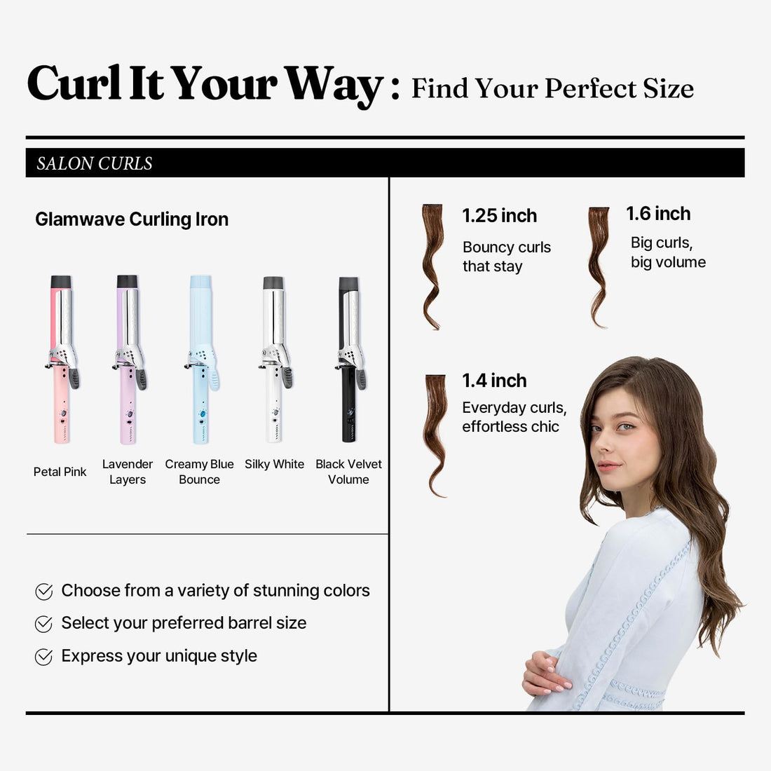 Vodana VP Glam Hair Curling Iron 1.26 inch Violet