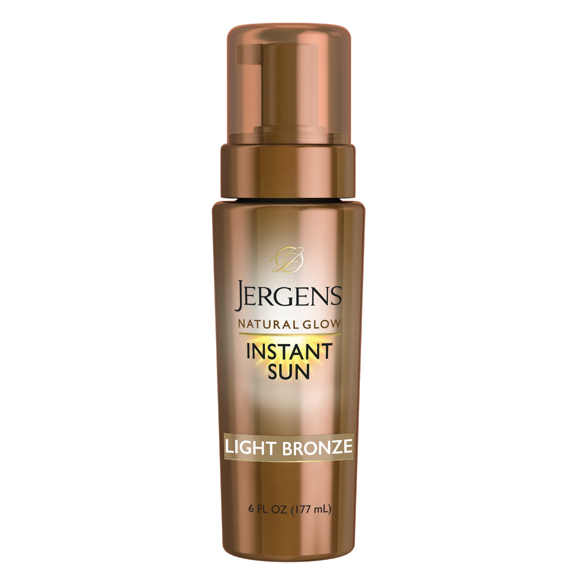 Jergens Natural Glow Instant Sun Body Mousse, Self Tanner for Light Bronze Tan, Sunless Tanning Body Bronzer for Natural Looking Color Instantly, 6 Oz