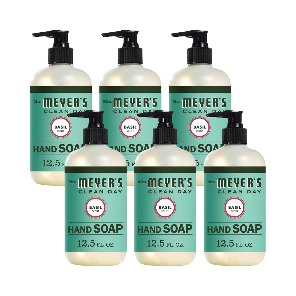 Mrs. Meyer's Clean Day Liquid Hand Soap, Basil, 12.5-Ounce Bottles (Case of 6)