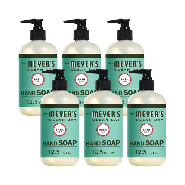 Mrs. Meyer's Clean Day Liquid Hand Soap, Basil, 12.5-Ounce Bottles (Case of 6)
