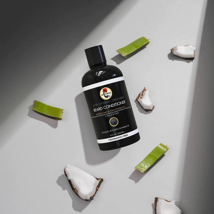 BAHAWAT Beard Conditioner - Unscented - 8 fl. oz. - Sulfate free - with biotin, provitamin B5, Blackseed oil, Jojoba Oil, Natural Ingredients for a Gentle, Deep Cleanse-Strengthening Wash