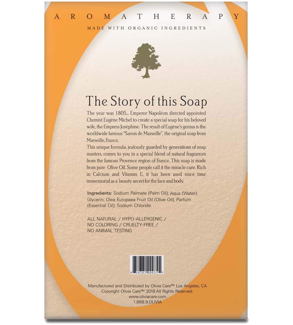 Olivia Care Hard Top Gift Box of 4 Soaps, Mandarine, 20-Ounce Boxes