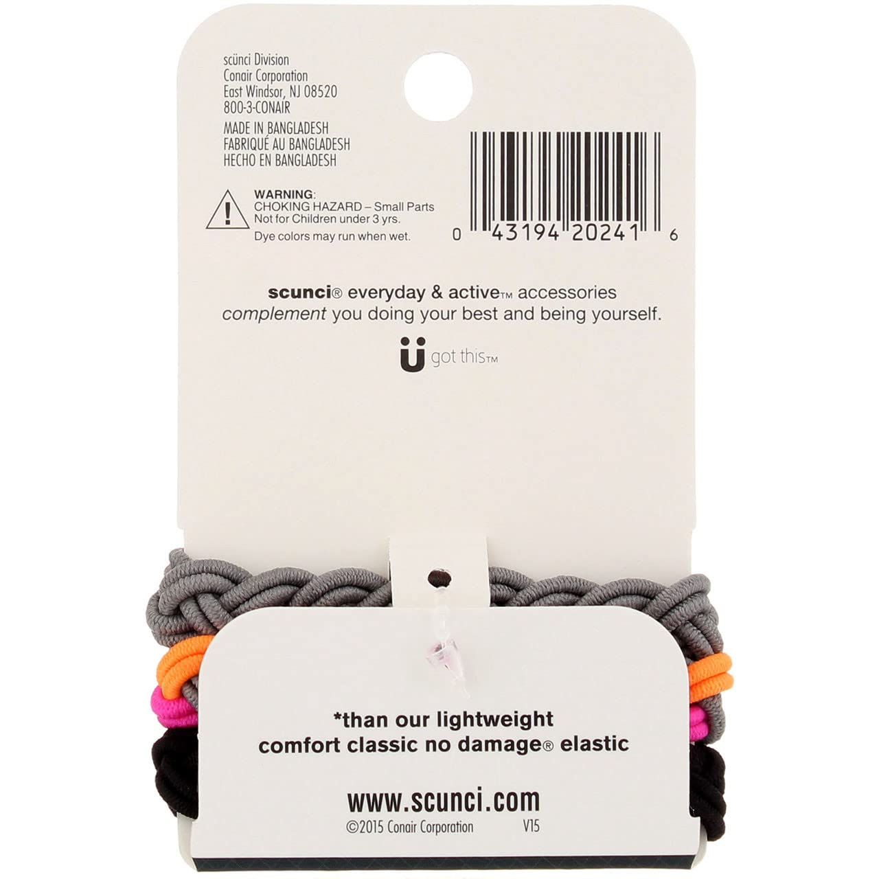 Scunci Braided 3 Strands No Damage Elastics - Black - 3 Ct, 0.80 Ounce