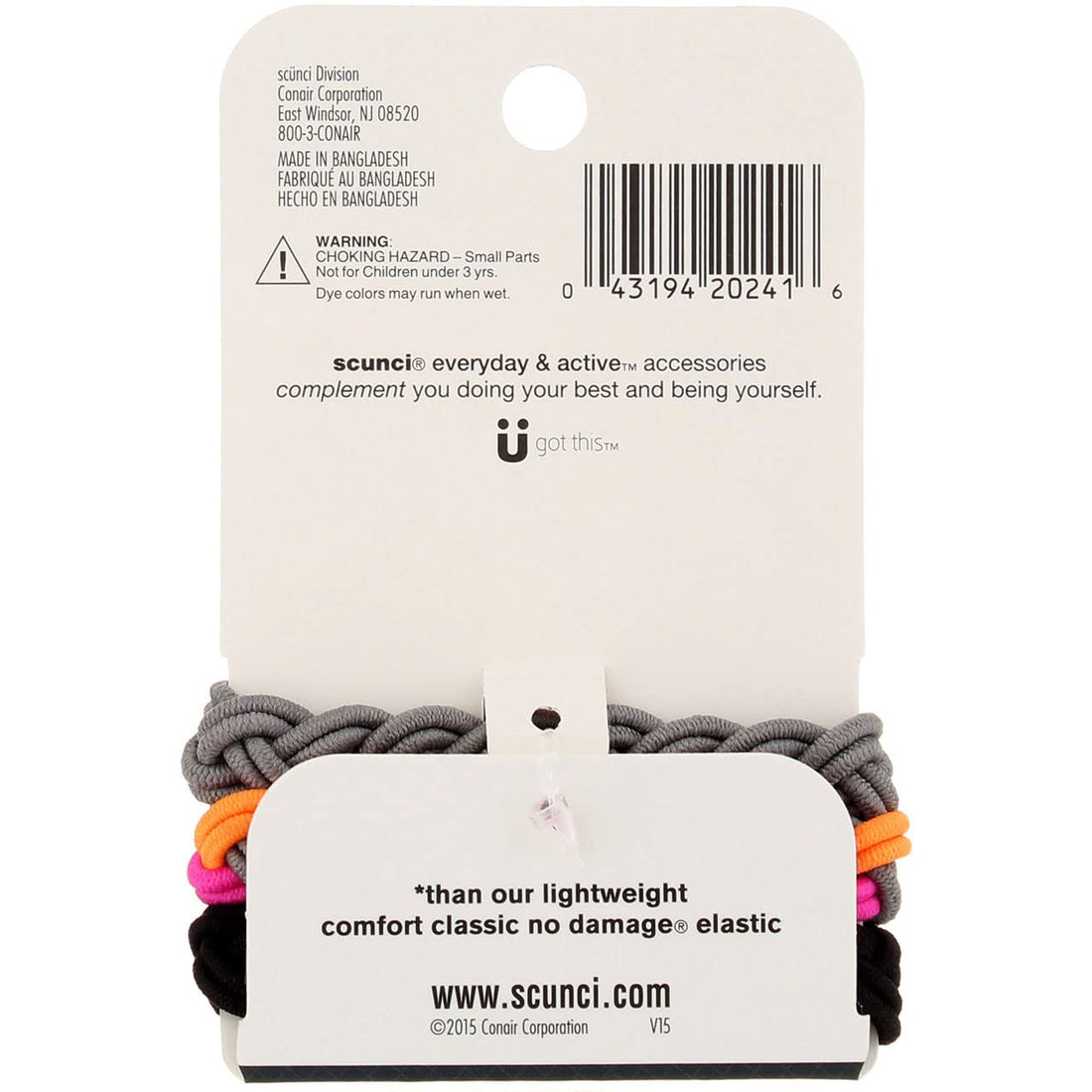Scunci Braided 3 Strands No Damage Elastics - Black - 3 Ct, 0.80 Ounce