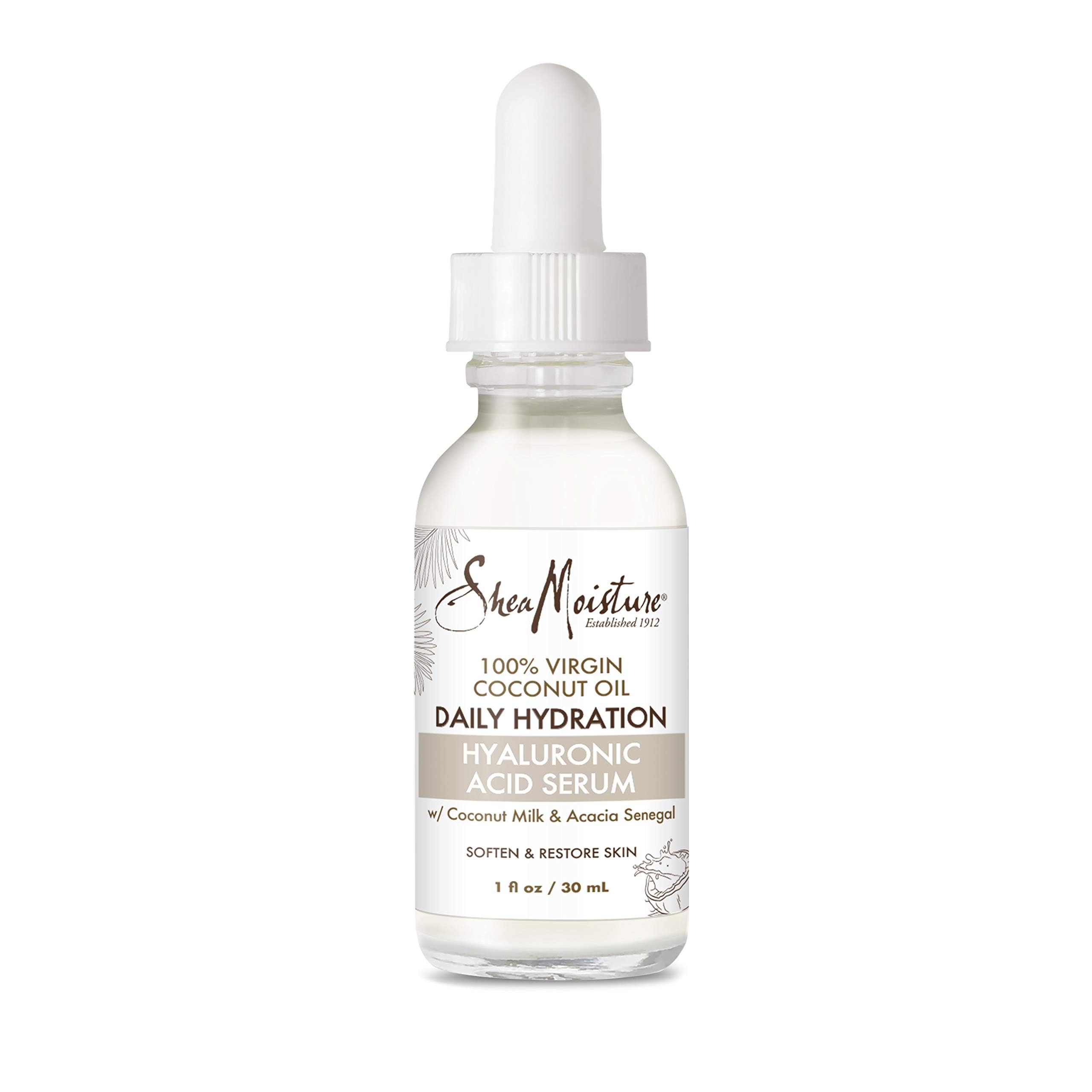 Shea Moisture Hyaluronic Acid Serum for Dry Skin 100% Virgin Coconut Oil Paraben Free Face Serum 1 fl oz