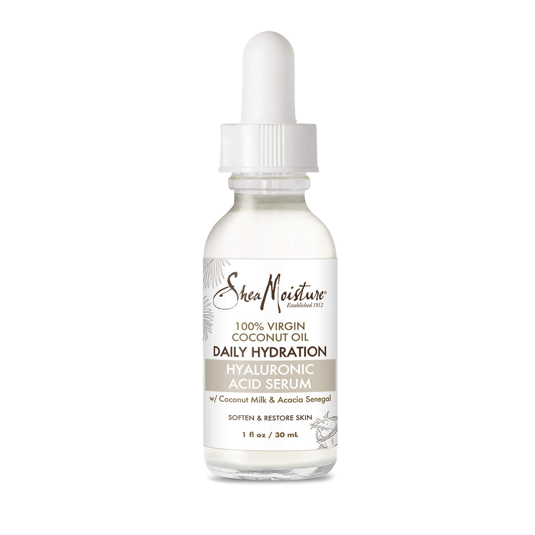 Shea Moisture Hyaluronic Acid Serum for Dry Skin 100% Virgin Coconut Oil Paraben Free Face Serum 1 fl oz