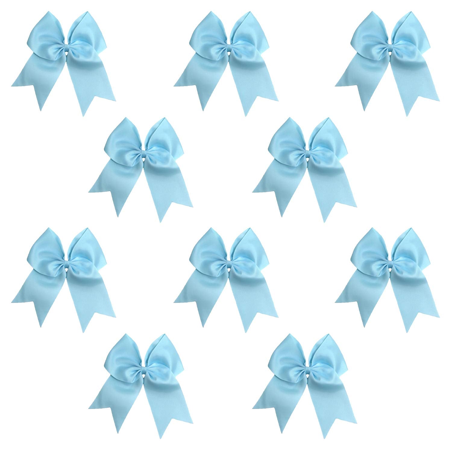 Hot Pink: 7 Jumbo Cheer Bow Big Hair Bows with Ponytail Holder Large Classic Accessories for Teens Women Girls Softball Cheerleader Sports Elastics Ties Handmade by Kenz Laurenz (Hot Pink)