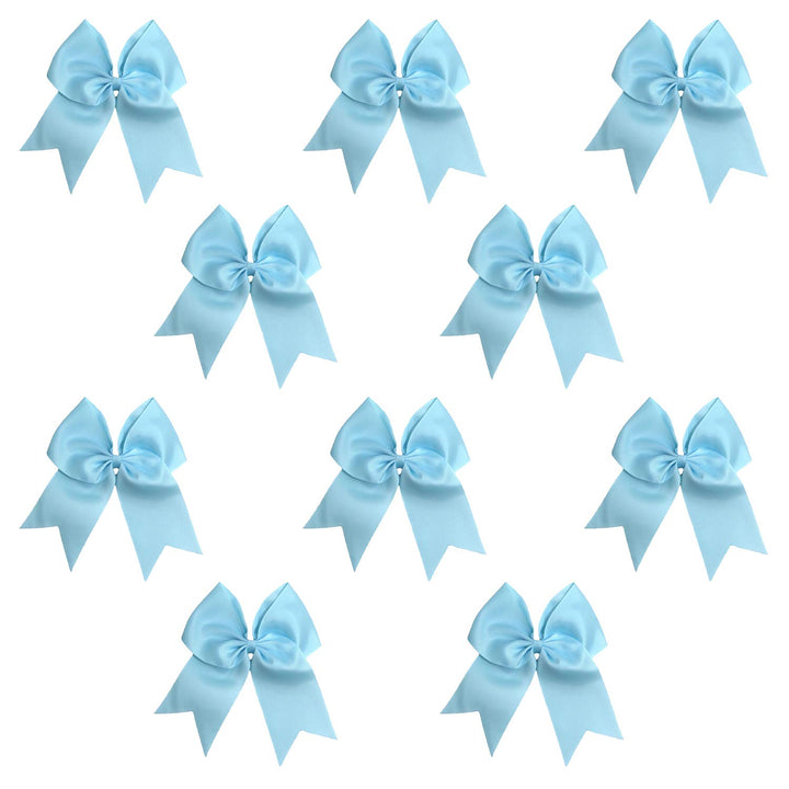 Hot Pink: 7 Jumbo Cheer Bow Big Hair Bows with Ponytail Holder Large Classic Accessories for Teens Women Girls Softball Cheerleader Sports Elastics Ties Handmade by Kenz Laurenz (Hot Pink)