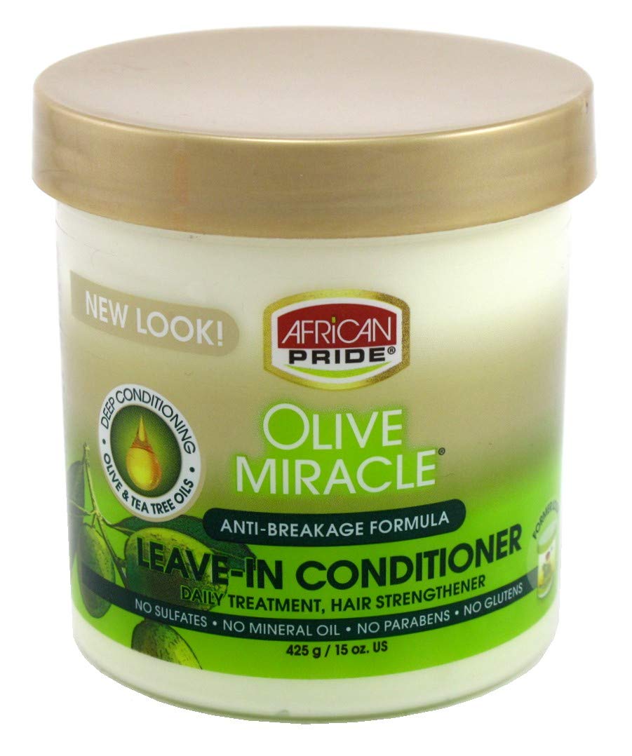 African Pride Olive Miracle Leave-In Conditioner 15oz Jar (3 Pack)