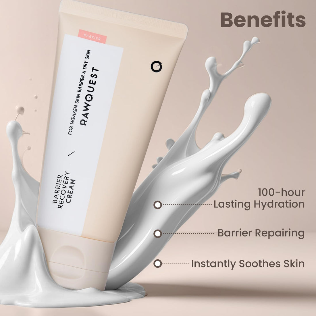 RAWQUEST- Barrier Recovery Cream - 2 Pack (25ml+80ml) | 100 Hours of Deep Hydration, Skin Barrier Repair & Soothing | Korean Moisturizer for Dry Skin & Sensitive Skin | Hypoallergenic Korean Skincare