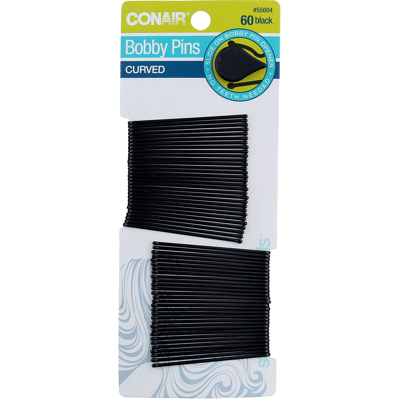 Conair Bobby Pins, Curved, Black 60 Pins (Pack Of 6)