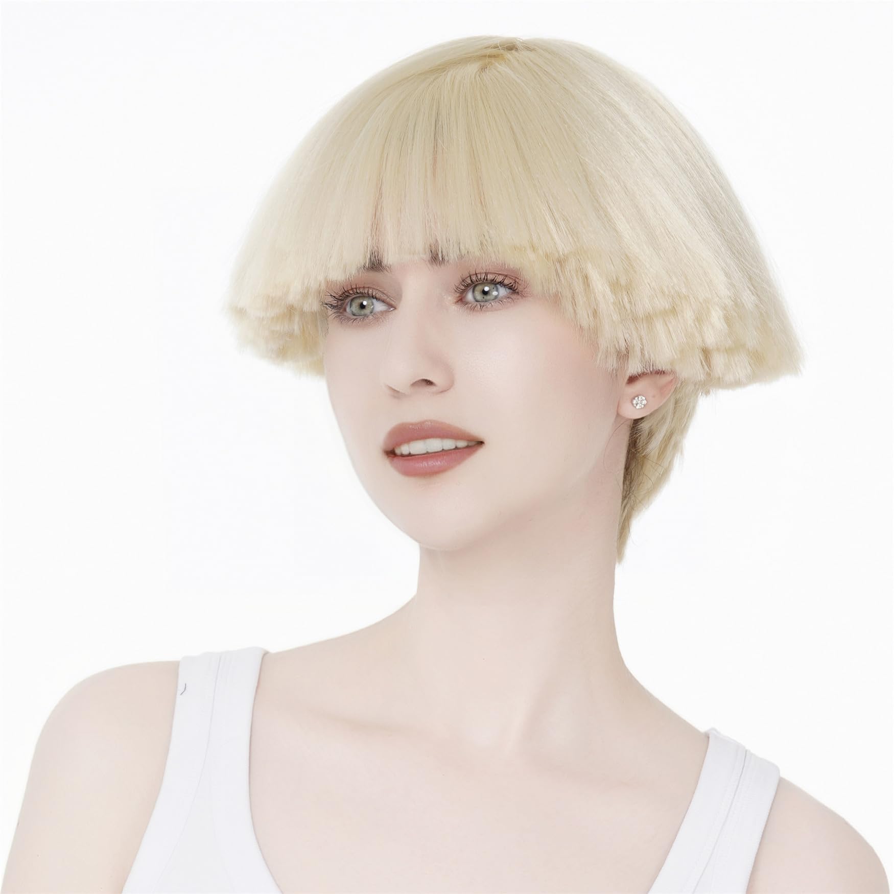 #613: Aimole Short Yaki Straight Synthetic Wigs Blonde Mushroom Head Wig Bowl Haircut Wigs Bob