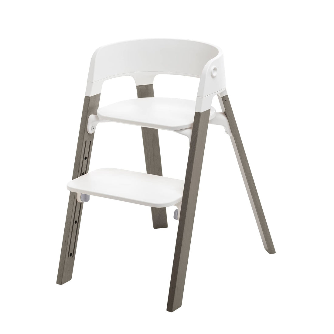 Stokke Steps Chair - Hazy Grey Legs & White Seat - 5-in-1 Seat System - Can Transform Into Newborn + Toddler High Chair - Use Throughout Childhood or Up to 187 lbs. - Tool Free, Stylish & Adjustable
