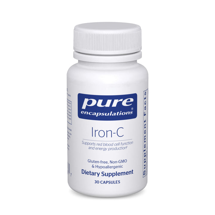 Pure Encapsulations Iron-C - 15 mg - 175 mg Vitamin C - Red Blood Cell Support* - Energy Production - Highly Bioavailable Iron Pill - Gluten Free & Vegan - 30 Capsules