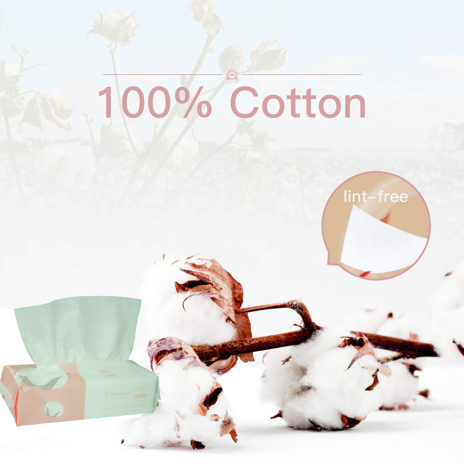 Careboree Extra Thick Dry Wipe, Disposable Face Drying Towel 100% Cotton, Lint-Free Cotton Tissues (5 Pack)