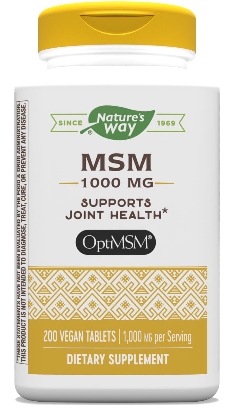 Nature's Way MSM 1000 mg - Joint Health Supplement* - With Methylsulfonylmethane - Gluten-Free & Vegan - 200 Tablets