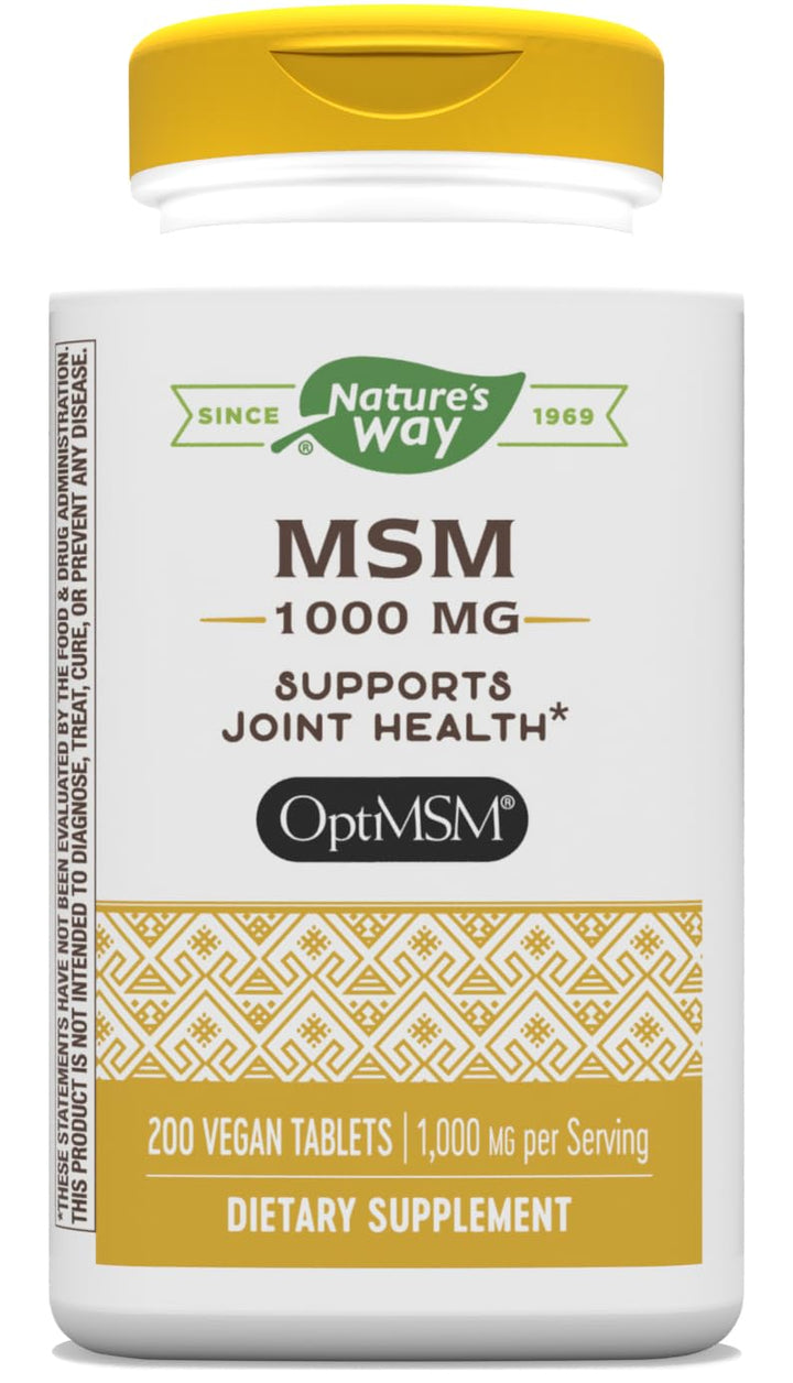 Nature's Way MSM 1000 mg - Joint Health Supplement* - With Methylsulfonylmethane - Gluten-Free & Vegan - 200 Tablets