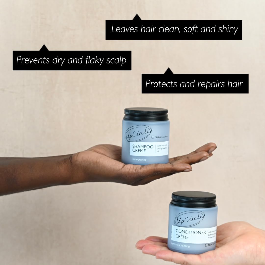 UpCircle Haircare Duo – Shampoo and Conditioner Crème – Rosemary Oil , Coconut Oil + Vitamin E – Prevents Frizz, Protects Scalp + Boosts Circulation – Vegan , Cruelty-Free + Sustainable