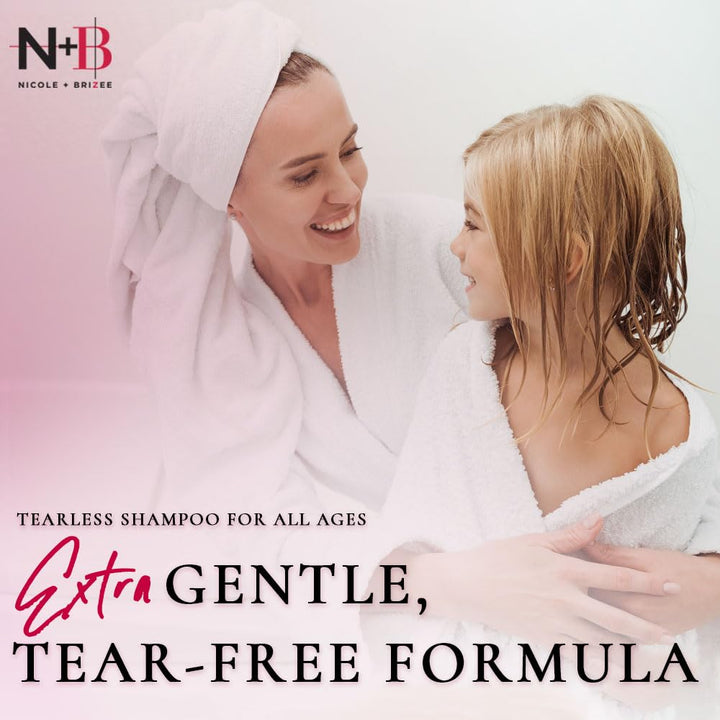Nicole + Brizee N+B Tearless Collection | Gentle Tear Free Formula | Safe for ALL Ages | Certified Organic Ingredients | USA Made (Shampoo)