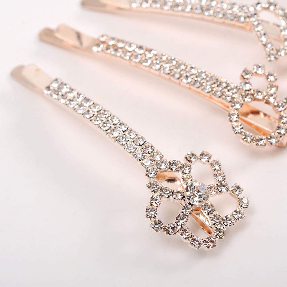 7PCS Rhinestone Crystal Clip Hair Pin Clamps Accessories Bobby Pin Headwear for Women Girls