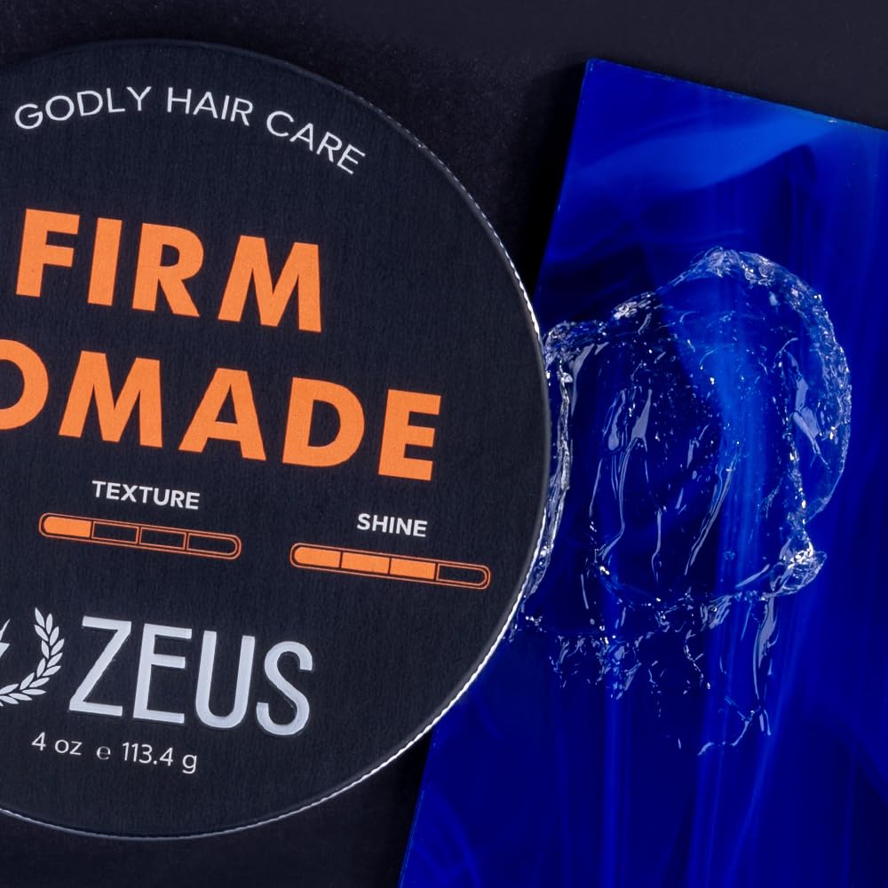 Zeus Firm Hold Pomade for Men - 4.0 Oz Jar - Paraben Free - Firm Hold Styling Pomade for All Hair Types