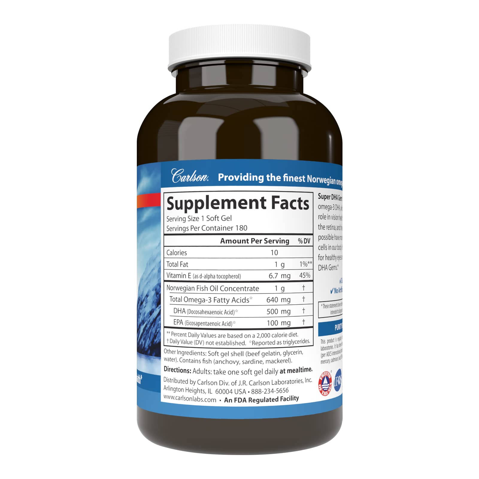 Carlson Labs - Super DHA 500 mg. - 180 Softgels