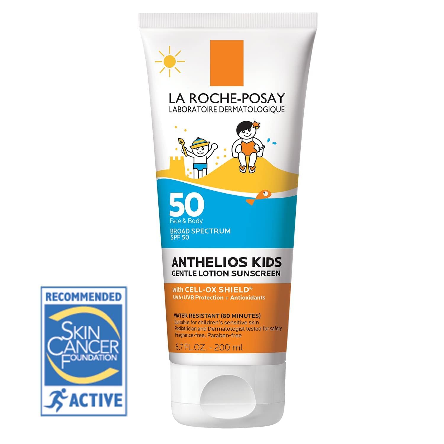 La Roche-Posay Anthelios Kids Gentle Lotion Sunscreen SPF 50, Broad Spectrum SPF + Antioxidants, Sunscreen For Kids, Octinoxate & Oxybenzone-Free, Pediatrician Tested, Non Comedogenic, Oil Free