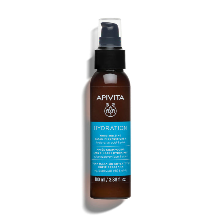 Apivita Hydration Leave in Conditioner 100ml - Natural Lightweight Moisturizing Conditioner with Hyaluronic Acid and Aloe - Detangles, Protects from Heat Styling, Controls Frizz, Leaves Hair Soft