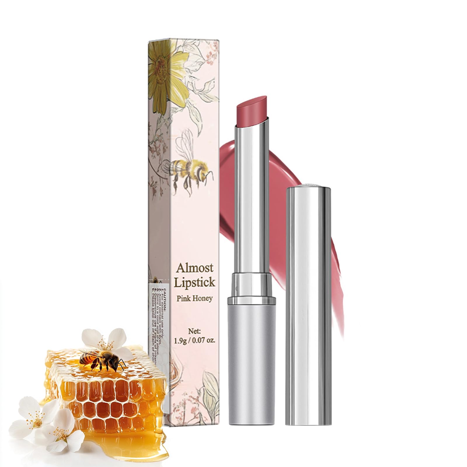 Honey Black Lip Balm Hydrating Sheer Lipstick,Pink Honey Lipstick for Women,Natural Glossy Lips Balm,Nourishing and Hydrating Lip Gloss for All Skin Tones(Pink Honey)