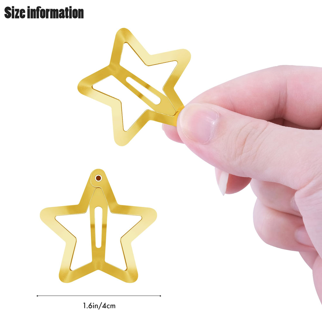 Star Hair Clips 2000s Y2K Snap Hair Barrettes Non Slip Star Hair Accessories Gold Metal Hair Clips for Girls Women -15 PCS 1.57