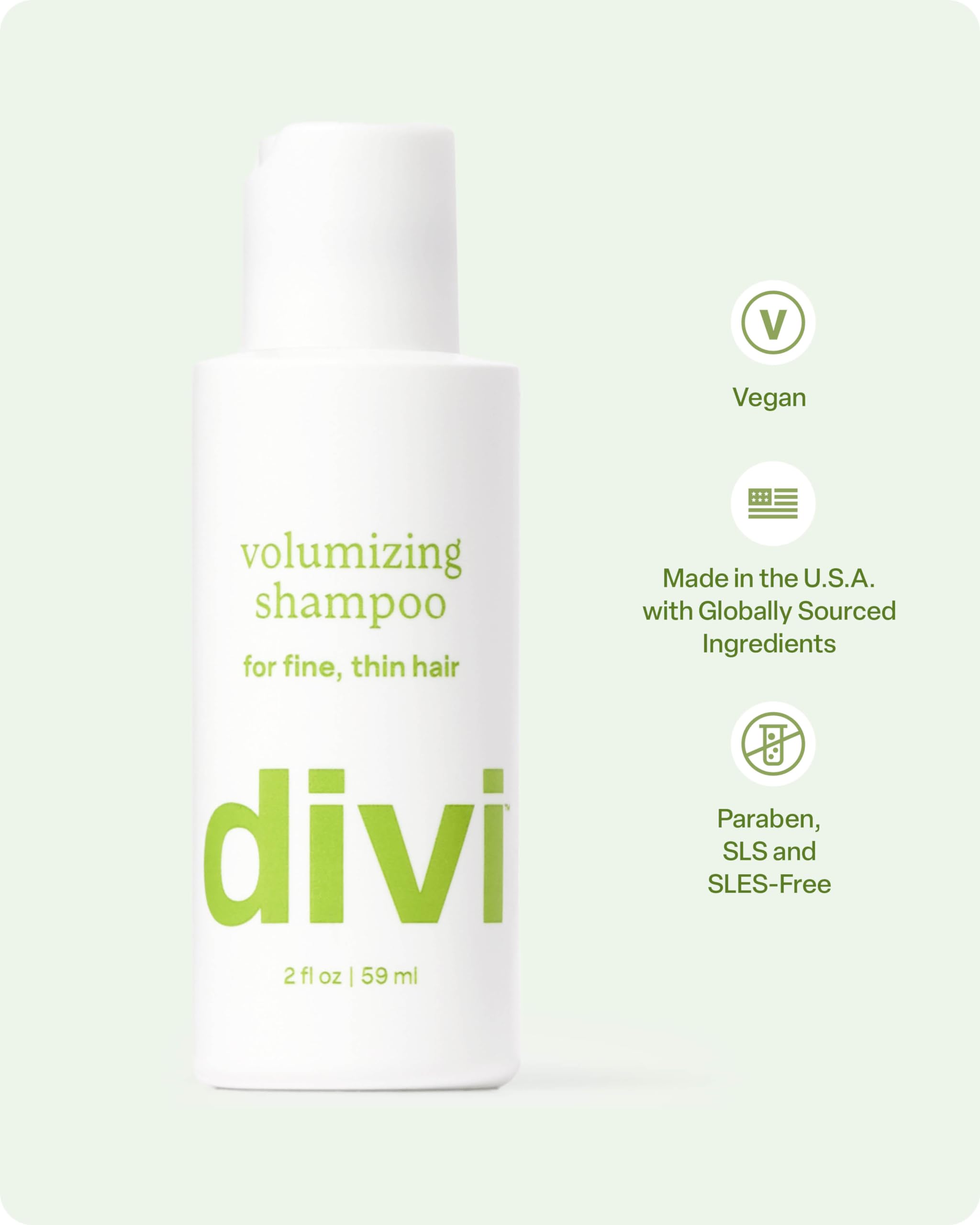 divi Volumizing Shampoo for Women and Men - Lightweight Volume Shampoo for Fine Hair - Formulated to Cleanse, Nourish and Balance the Scalp - Travel Size, 2oz