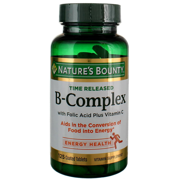 Nature's Bounty B-Complex with Folic Acid Plus Vitamin C Tablets 125 Tablets (Pack of 2)
