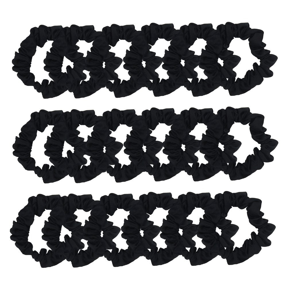 SUSULU Set of 24Pcs Satin Hair Bands Elastic Hair Ties Ponytail Holder Satin Fabric Hair Ties (Black)