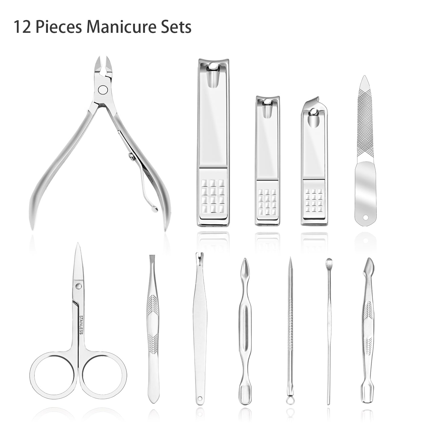 ZIZZON Manicure, Pedicure Kit, Nail Clippers Set of 12Pcs, Professional Grooming Kit, Nail Tools with Luxurious Travel Case
