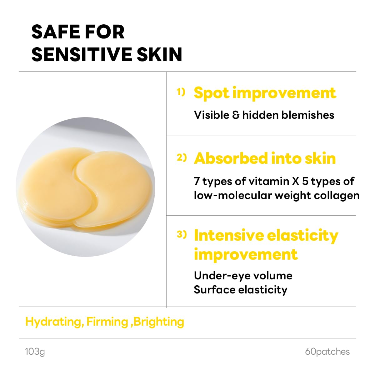 Mediheal Vita Collagen Under Eye Patches for - Korean Hydrogel Eye Pads with 7 Vitamin & 5 Micro Collagen. Moisturizng & Non Irritating Eye Gel Mask. Sealing Cap Included.