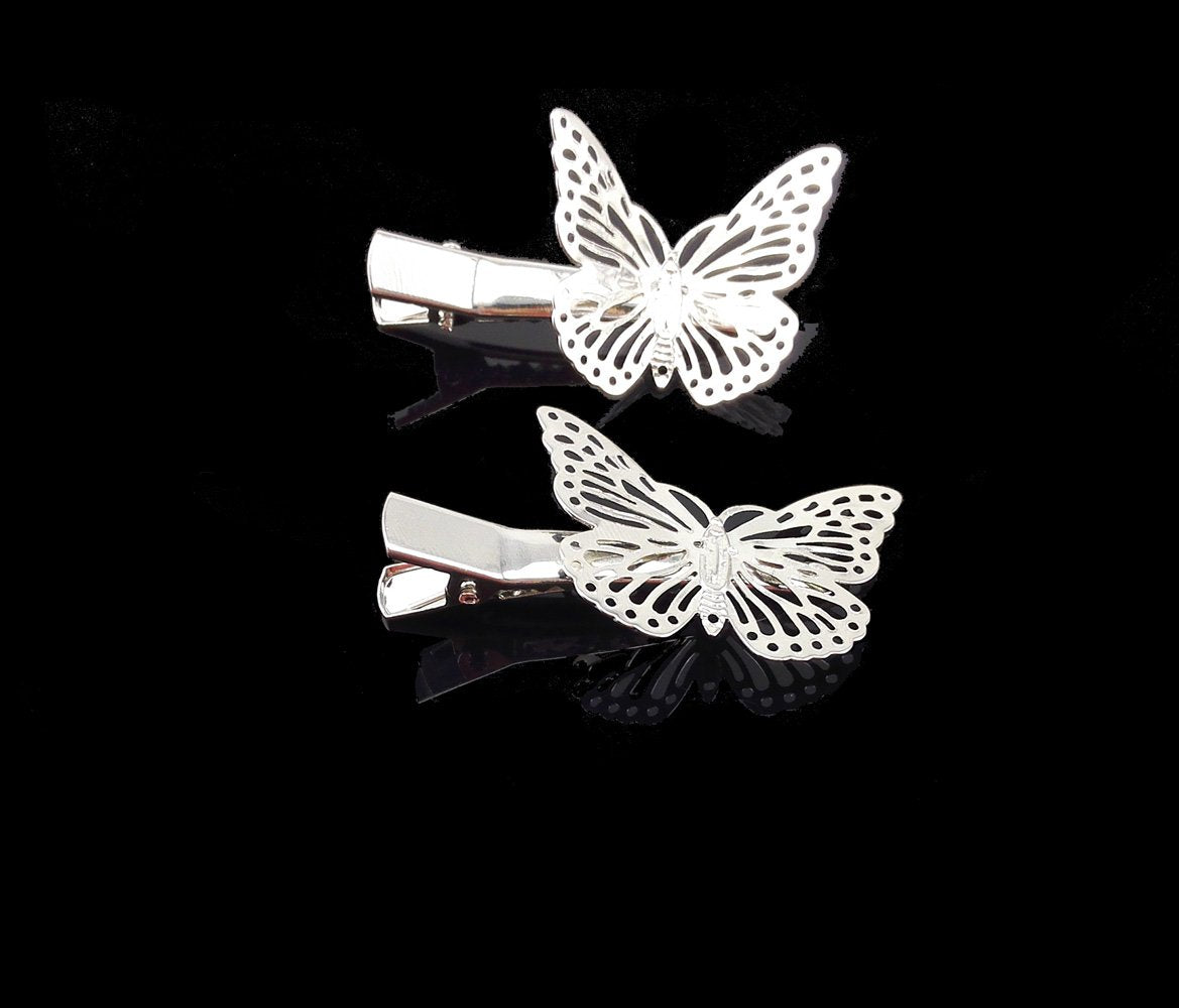 Yueton 1 Pair Silver Butterfly Hair Clip Hair Accessories, Bride Headwear Hair Clips