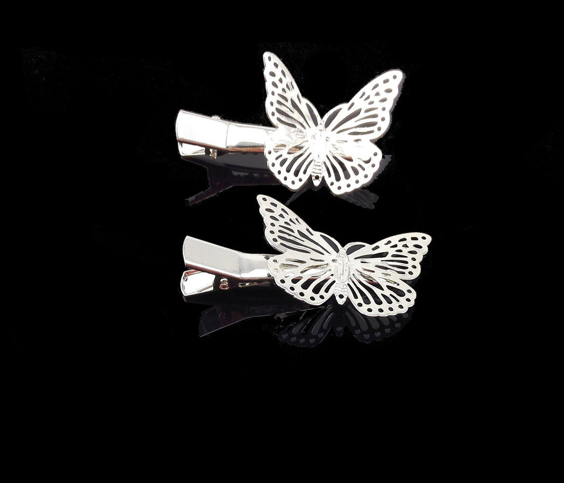 Yueton 1 Pair Silver Butterfly Hair Clip Hair Accessories, Bride Headwear Hair Clips