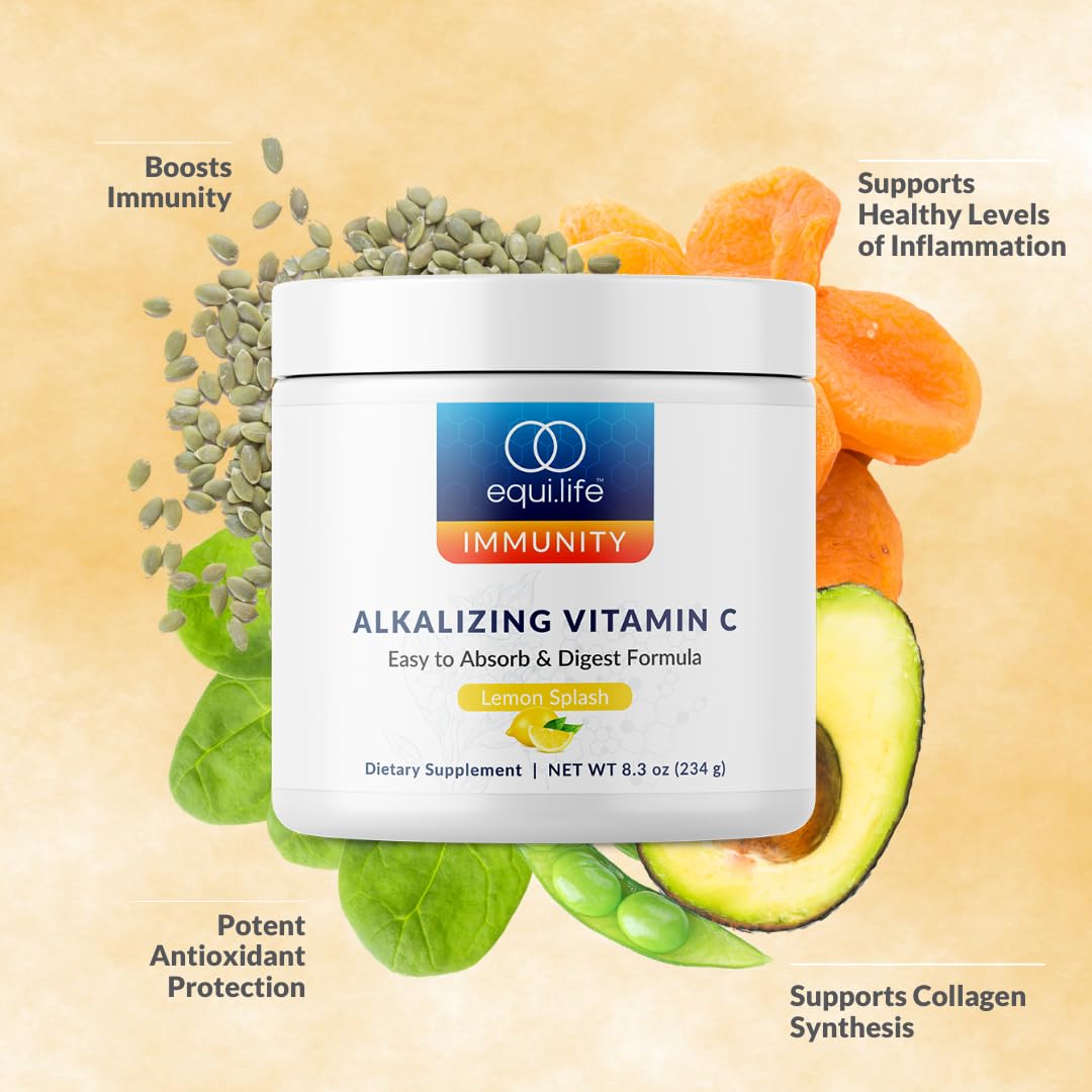 Equilife - Alkalizing Vitamin C, Immune Support Supplement, Potassium Magnesium Supplement, Rich in Calcium, May Help Boost Energy, Promotes Natural Moisture in Skin, Powdered,Easy-to-Use (8.3 oz)