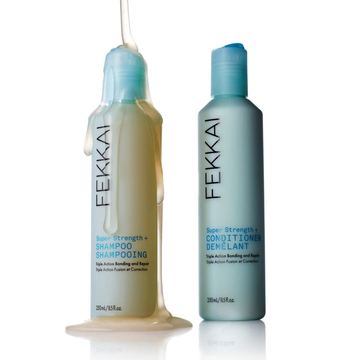FEKKAI Super Strength+ Protein PowerBond Shampoo (8.5 oz) + Conditioner (8.5 oz) - Bonds, Repairs, and Protects for 3X Stronger Hair - Free of Sulfates, Parabens, Phthalates - Vegan, Cruelty-Free