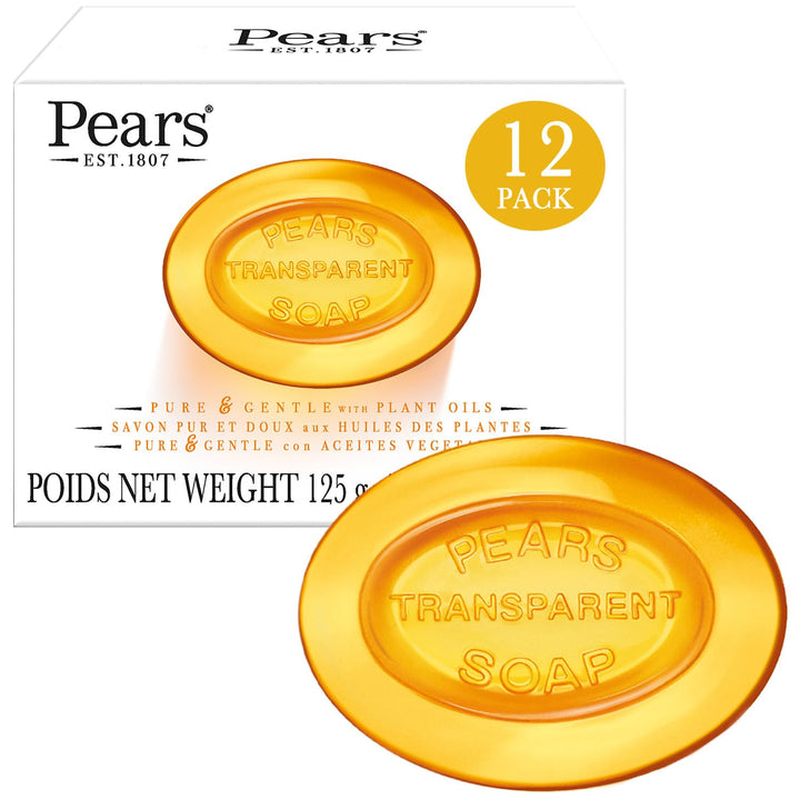 Pears Natural Glycerine Transparent Soap, 4.4-Ounce bar (Pack of 12)
