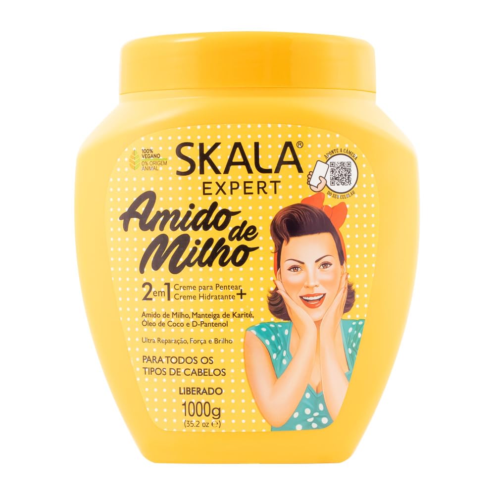 SKALA - Linha Expert - Creme de Tratamento 2 em 1 Amido de Milho 1 Kg - (Expert Collection - Corn Starch 2 in 1 Treatment Cream Net 33.81 Oz)