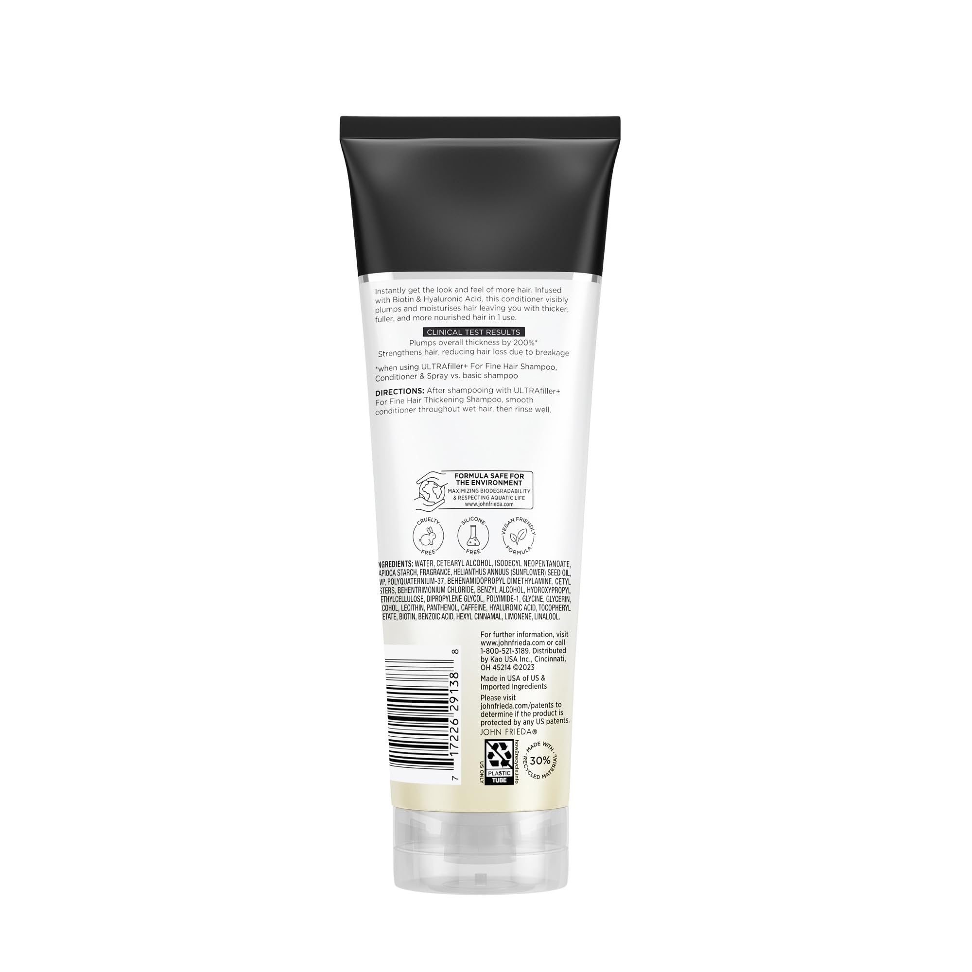 John Frieda ULTRAfiller+ Volumizing Conditioner for Fine, Thinning Hair with Biotin and Hyaluronic Acid, 8.3 Oz