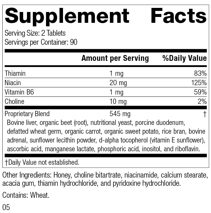 Standard Process Inc. Cataplex B - Whole Food Formula with Niacin, Vitamin B6, Thiamine, and Inositol for Heart Health, Metabolism, and Cholesterol Maintenance - 180 Tablets