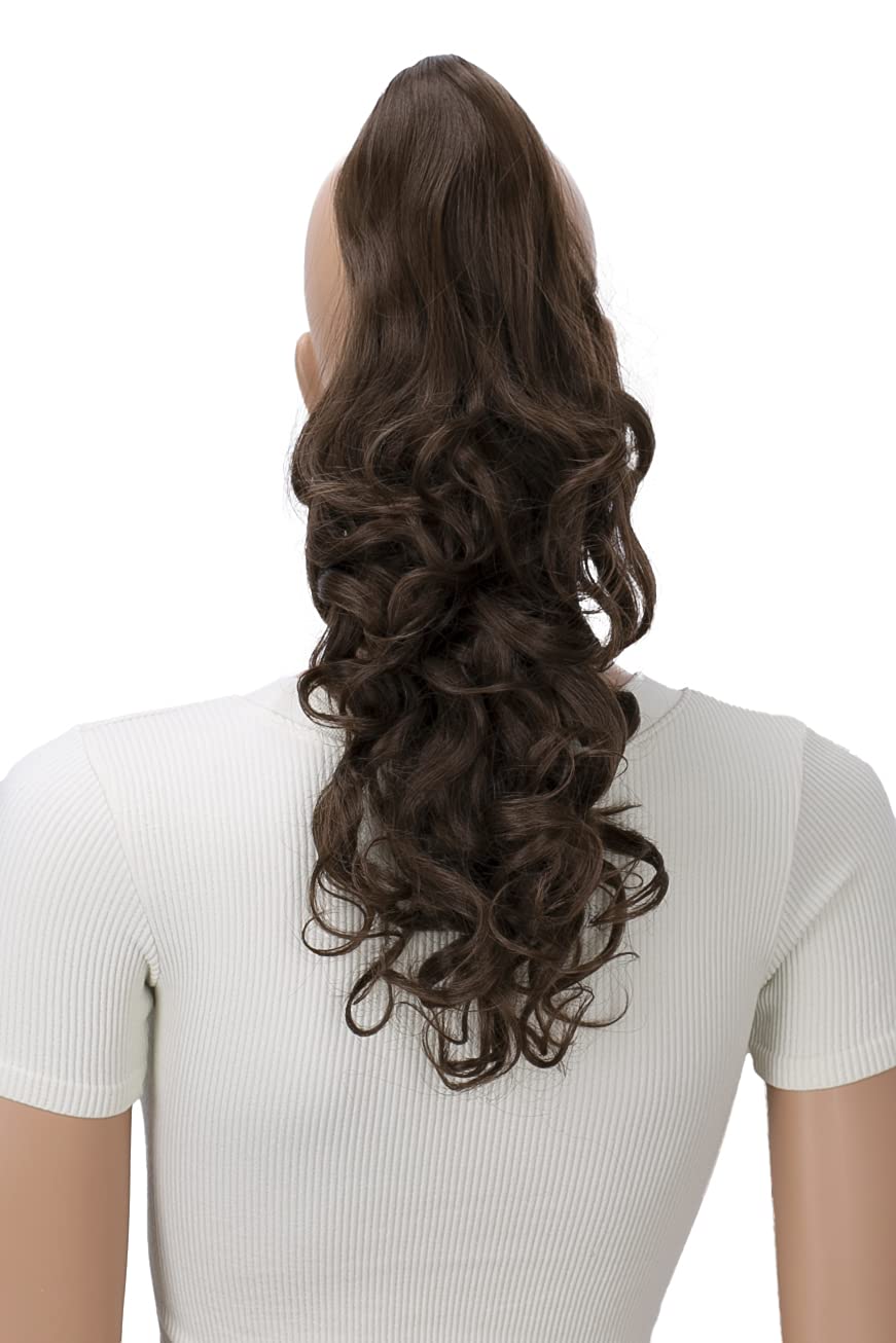 brown brunette #8 H4-2 : PRETTYSHOP 16 OR 20 Hair Piece Clip On Pony Tail Extension 2 IN 1 Curled Wavy Heat-Resisting Diverse Colors H4-2