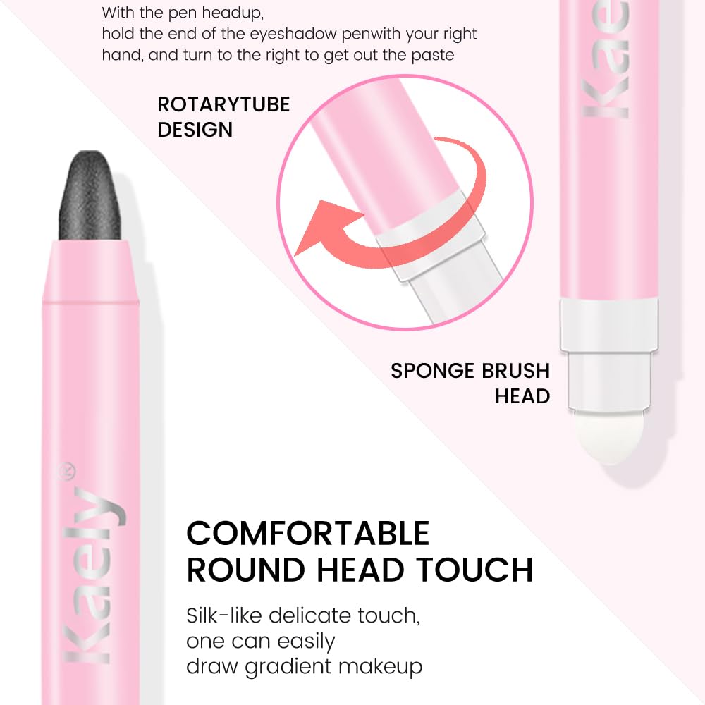 HHLTOH Pearl Black Shimmer Cream Eye Shadow Brightener Sticks for Eyes Waterproof Pigmented, Double Ended Cream Eyeshadow Stick Pencil Pen with Applicator, Eye Shadow Palette Highlighter Makeup