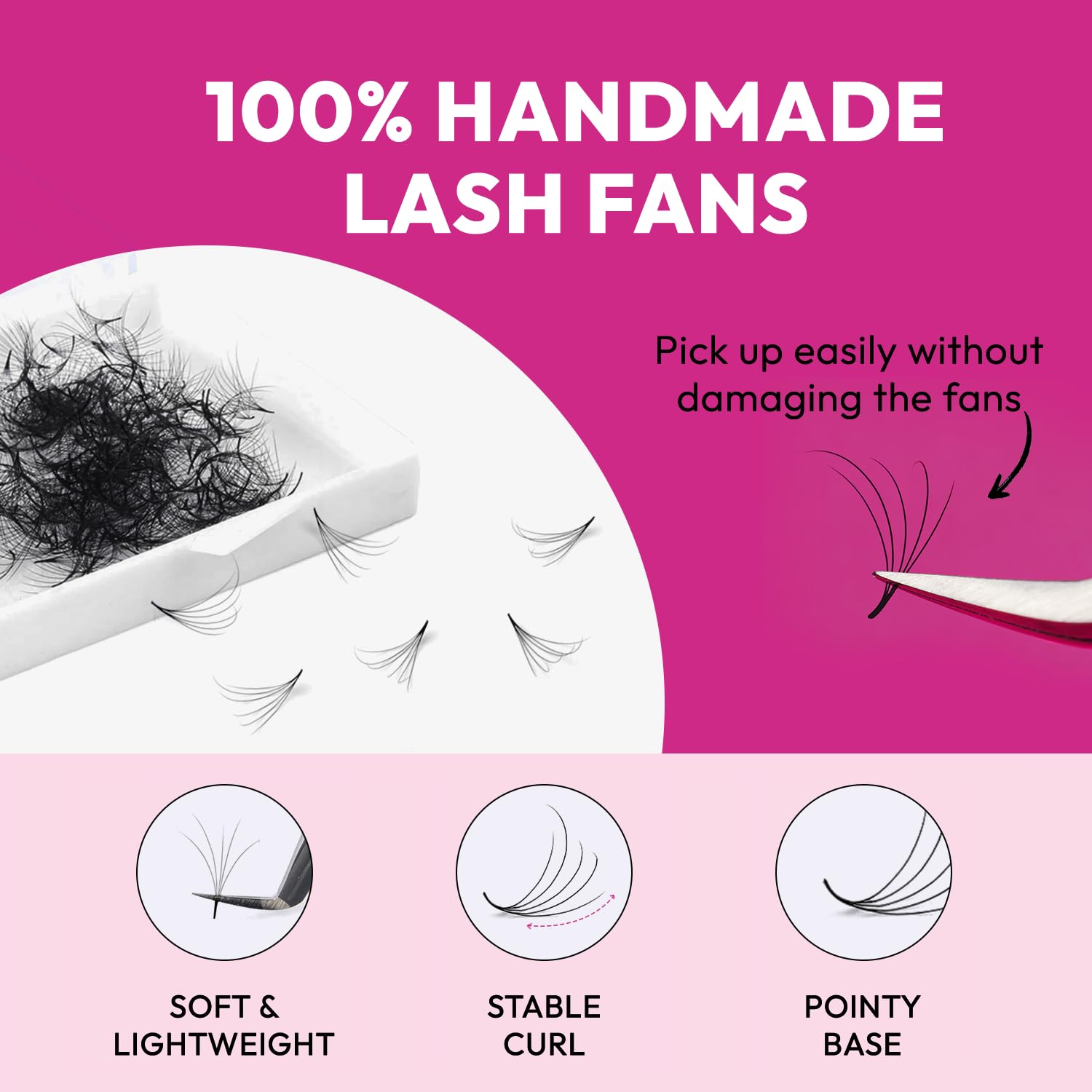Camellia Lash Fans 5D 0.07 Size 9-11-13 Premade Fans Eyelash Extensions Curl C Premade Lash Fan Fans For Eyelash Extension by EYESY LASH (Promade fans)