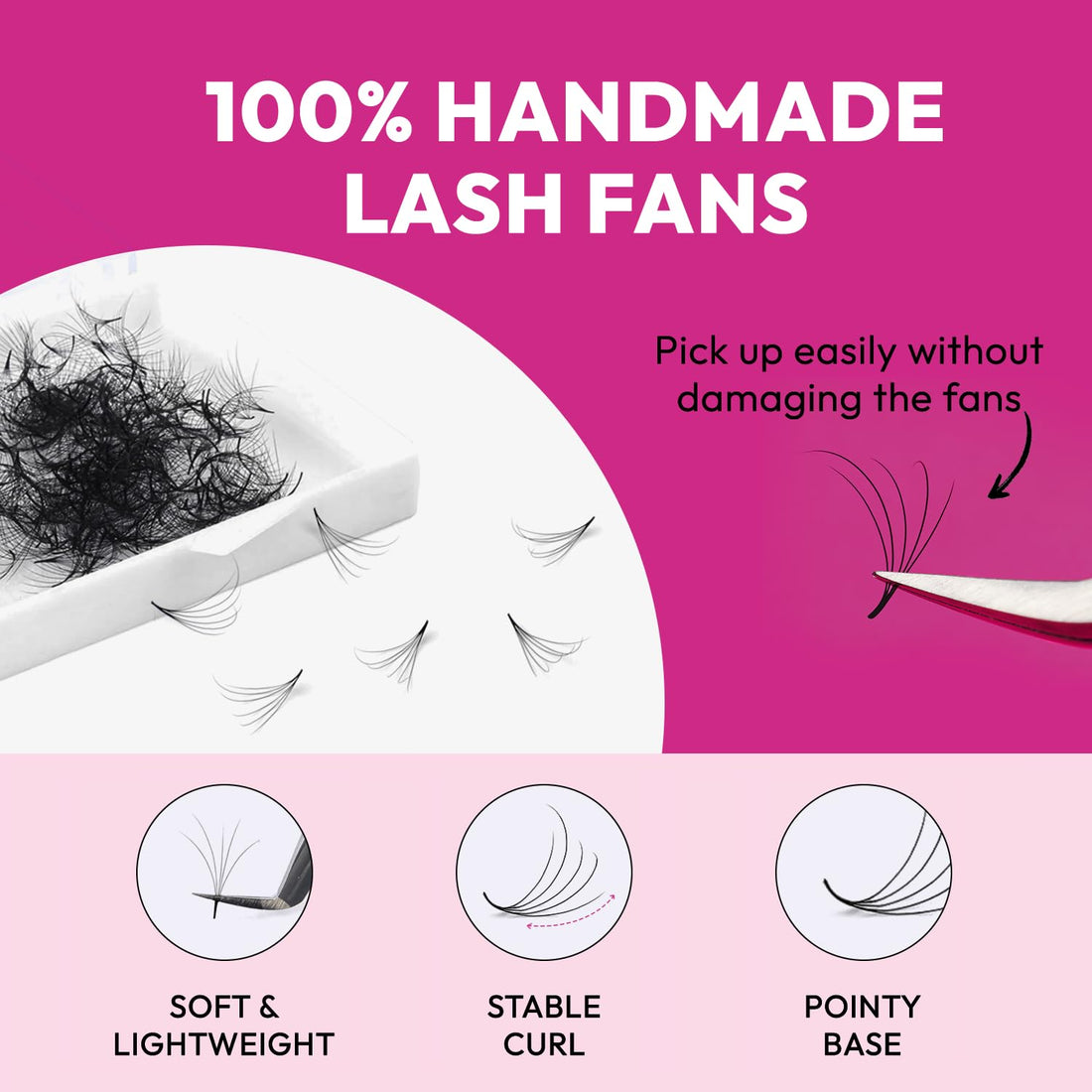 Camellia Lash Fans 5D 0.07 Size 9-11-13 Premade Fans Eyelash Extensions Curl C Premade Lash Fan Fans For Eyelash Extension by EYESY LASH (Promade fans)